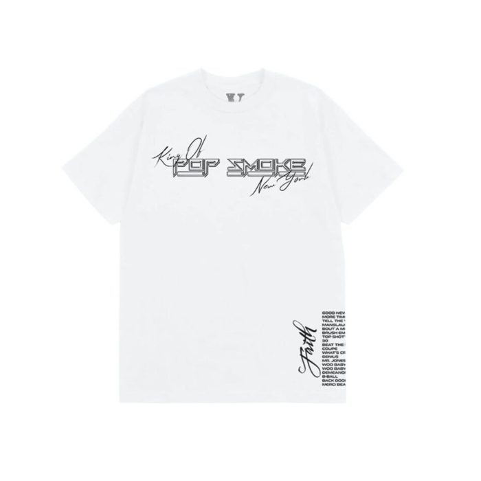 Pop Smoke x Vlone Faith King of New York White T Shirt